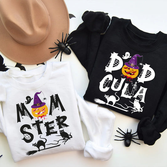 Momster and Dadcula Couple Shirts – Perfect for Halloween!