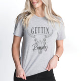 Getting Hitched Getting Rowdy Shirt, Cow Skull Shirt, Western Bachelorette Party Shirt