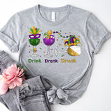 Mardi Gras Drink Shirt, Mardi Gras Drinking Party Sweatshirt, Wine Mardi Gras Beads Shirt