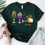 Mardi Gras Drink Shirt, Mardi Gras Drinking Party Sweatshirt, Wine Mardi Gras Beads Shirt