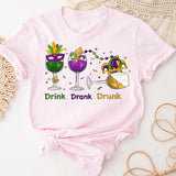 Mardi Gras Drink Shirt, Mardi Gras Drinking Party Sweatshirt, Wine Mardi Gras Beads Shirt