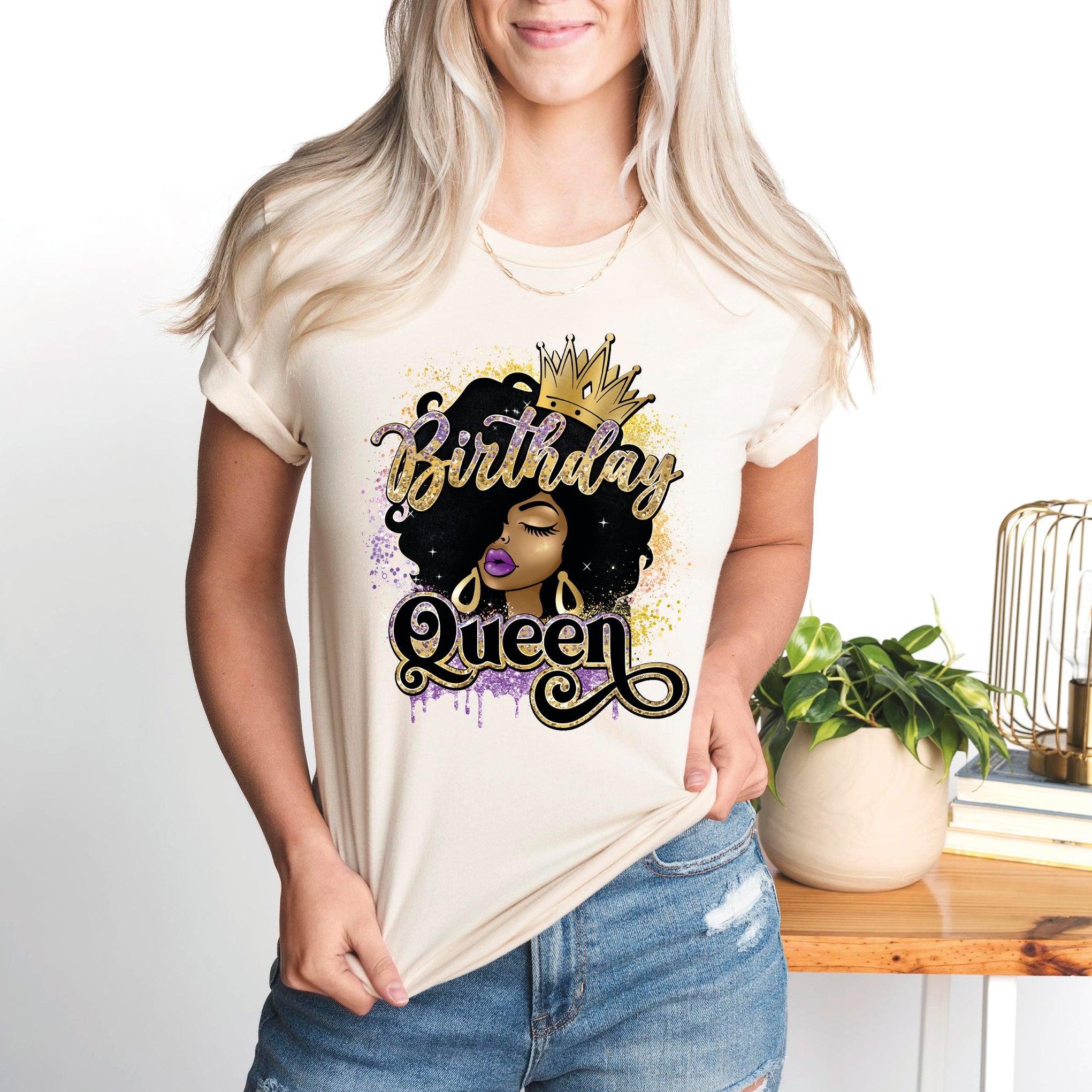 Birthday Queen T-Shirt, Afro Queen Shirt, African Girl Birthday Tee, Birthday Diva Shirt - Nesta Tees