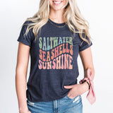 Saltwater Seashells Sunshine Shirt, Beach Vacation Tee, Sun Sand Salt Beach Shirt