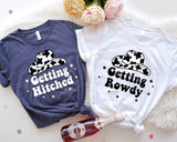 Getting Hitched Getting Rowdy T-Shirt, Western Bachelorette Party Shirt, Bridal Party Shirt