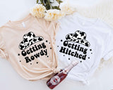 Getting Hitched Getting Rowdy T-Shirt, Western Bachelorette Party Shirt, Bridal Party Shirt