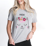 Floral Meow Cat Shirt, Kitten Mommy Tee, Cat Mama T-Shirt, Cat Lover Shirts