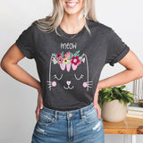 Floral Meow Cat Shirt, Kitten Mommy Tee, Cat Mama T-Shirt, Cat Lover Shirts