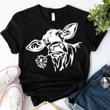 Cow With Flowers Shirt, Cow Head Shirt, Farm Life Shirt