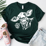 Cow With Flowers Shirt, Cow Head Shirt, Farm Life Shirt