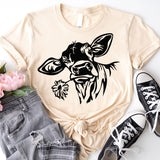 Cow With Flowers Shirt, Cow Head Shirt, Farm Life Shirt