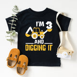 I'm 3 and Digging It, 3'th Birthday T-Shirt, Excavator Birthday T-Shirt, Birthday Boy Shirt