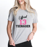 Official Teenager T-Shirt, 13th Birthday Tee, Birthday Girl Shirt, Thirteenth Birthday Shirt