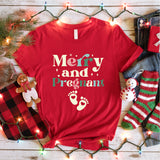 Merry and Pregnant T-Shirt, Pregnancy Announcement Shirt, Pregnant Christmas Tee