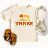 Young, Wild & Three T-Shirt, 3'th Birthday Girl Tee, Three Years Old Shirt, Too Wild Shirt