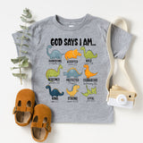 God says I am Dinosaur Shirt, Kids Religious Tee