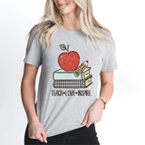 Teach Love Inspire Shirt, Teacher Book Sweatshirt, Back To School Tee, Inspire Teach Shirt