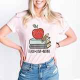 Teach Love Inspire Shirt, Teacher Book Sweatshirt, Back To School Tee, Inspire Teach Shirt