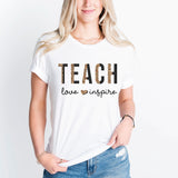 Teach Love Inspire T-Shirt, Leopard Teacher Sweatshirt, Back To School Tee