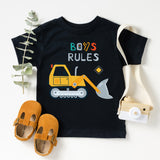 Boy Rules Toddler Shirt, Tractor Baby Bodysuit