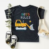 Boy Rules Toddler Shirt, Tractor Baby Bodysuit