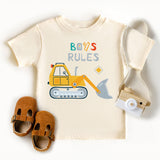 Boy Rules Toddler Shirt, Tractor Baby Bodysuit