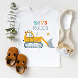 Boy Rules Toddler Shirt, Tractor Baby Bodysuit