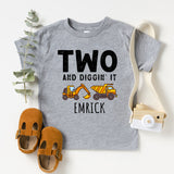 Two and Diggin' It Shirt, Custom 2nd Birthday Boy Shirt