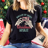 Rolling up Some Christmas Spirit Shirt, Funny Christmas Tee, Christmas Skeleton Shirt