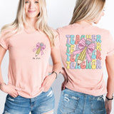 Teacher Pencil Coquette Bow Shirt, Teacher Name T-Shirt