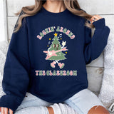 Rockin Around the Classroom Sweatshirt, Teacher Christmas T-Shirt, Retro Xmas Tee