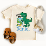 Roar I'm Five Dinosaur Birthday Boy Shirt, Custom Dinosaur Tee