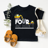 Four Dump Truck Custom Birthday Boy Shirt, 4th and Diggin' It Shirt