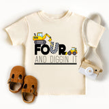 Four Dump Truck Custom Birthday Boy Shirt, 4th and Diggin' It Shirt