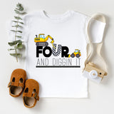 Four Dump Truck Custom Birthday Boy Shirt, 4th and Diggin' It Shirt