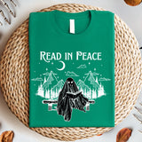 Read in Peace Shirt, Skeleton Reading Book T-Shirt