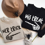 Her Trick His Treat Couples Shirt, Spooky Season Tee