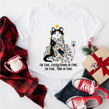 It's Fine I'm Fine Everything Is Fine Christmas Cat Shirt