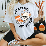 Dead Inside But Spiced Sweatshirt, Halloween Skull Tees