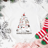 Meowy Christmas Shirt, Cat Tree Christmas T-Shirt