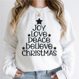 Peace Love Joy Christmas Tree Shirt, Xmas Tee