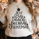 Peace Love Joy Christmas Tree Shirt, Xmas Tee