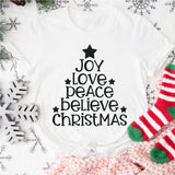 Peace Love Joy Christmas Tree Shirt, Xmas Tee