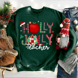 Holly Jolly Teacher Christmas Sweatshirt, Xmas Teacher Shirt