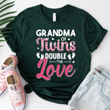 Grandma Of Twins Double The Love Shirt, Grandparents Day Shirt