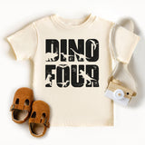 Dino Four T-Shirt, 4'th Birthday Shirt, Fourth Birthday Tee, Birthday Boy Shirt - Nesta Tees