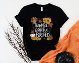 Grateful Thankful Blessed, Thanksgiving Teacher Shirt, Thanksgiving Shirt, Thanksgiving Tee, Fall Shirt, Thanksgiving Gift, Thankful T-Shirt - Nesta Tees