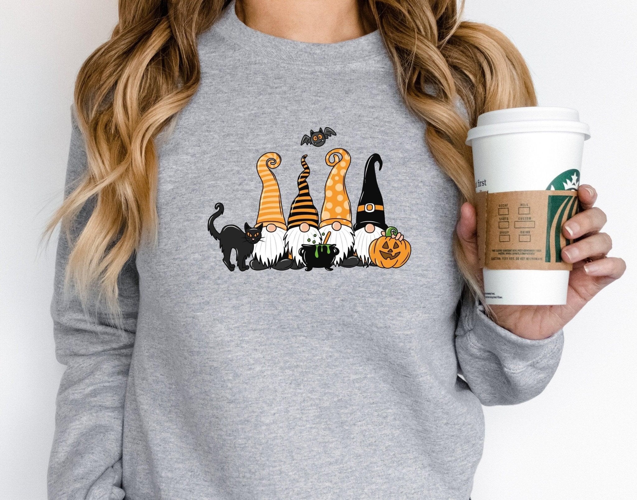 Halloween Gnomes & Pumpkin Sweatshirt, Scary Gnomes Shirt, Halloween Pumpkin Shirt, Halloween Gnome Shirt, Halloween Party, Spooky Gnome - Nesta Tees