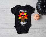 Coolest Turkey Shirt, Baby Thanksgiving Shirt, Turkey Day Dinner Shirt, 1st Thanksgiving Shirt, First Thanksgiving Gift, Turkey Onesie Shirt - Nesta Tees