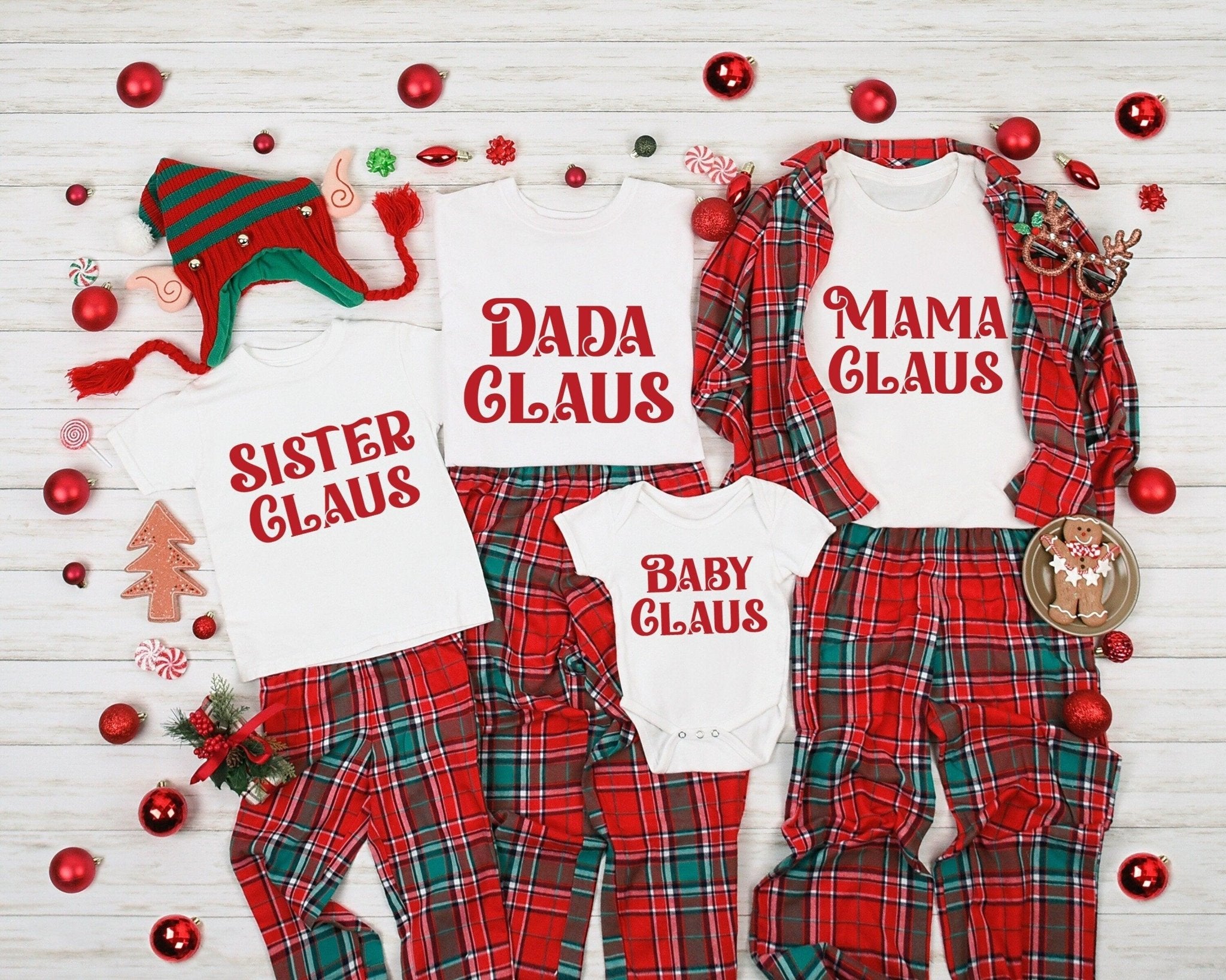 Mama Claus T-Shirt, Dada Claus Shirt, Baby Claus Tee, Christmas Family Matching Shirts - Nesta Tees