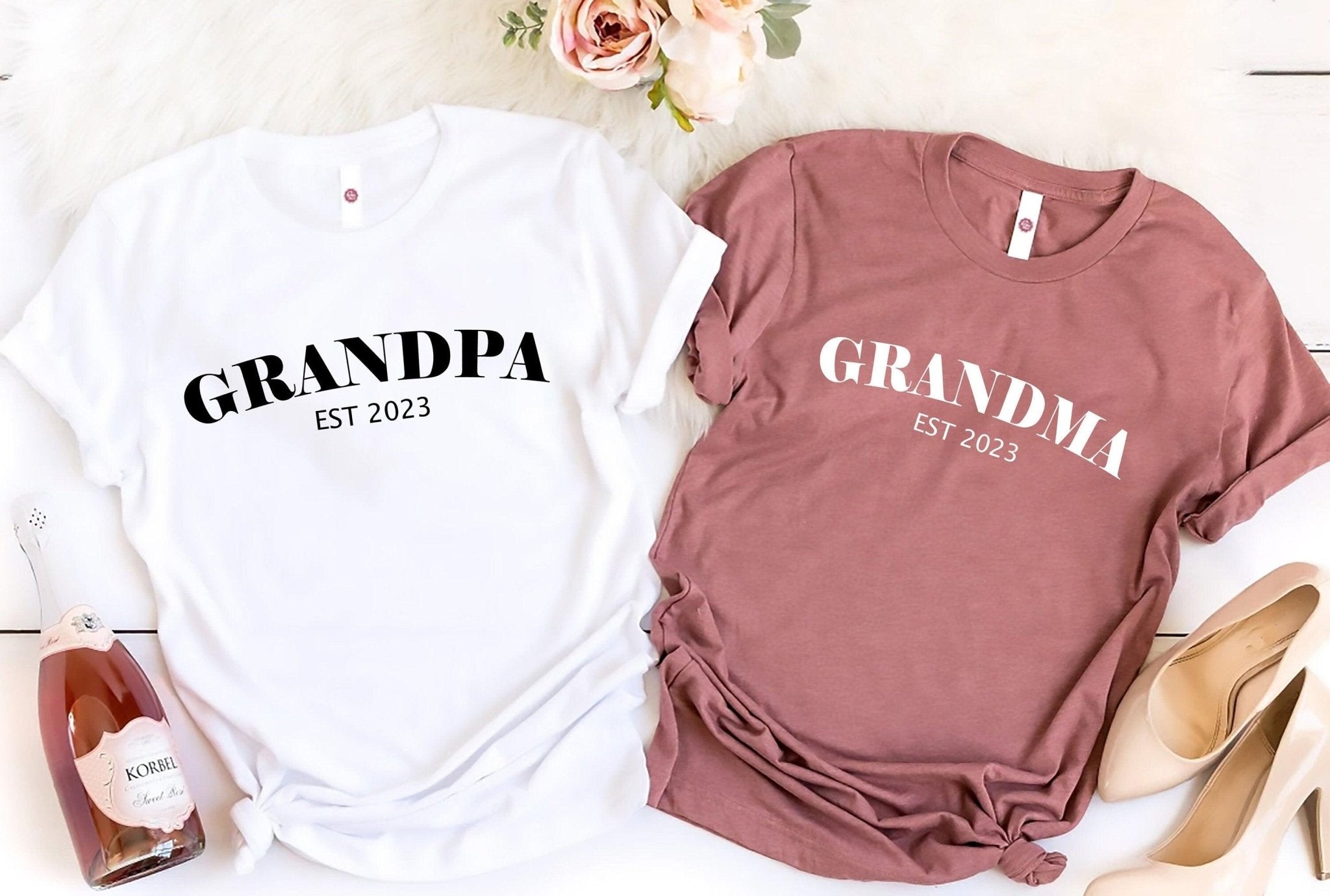 Grandma Grandma Est Shirts, Matching Nana Papa Shirts, Grandma Est Shirt, Grandpa Est Shirt, Nana Est Shirt, Promoted To Grandma Shirt - Nesta Tees